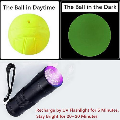 Spike Replacement Balls, Roundnet Game Extra Balls, Glow in The Dark Ball, Lawn Beach Water Pool, Yard Pong Bucket Toss Game Ball - Play at Night, Light Up for 20-30 Minutes - style: 3x Glow Balls with Pump & UV Flashlight