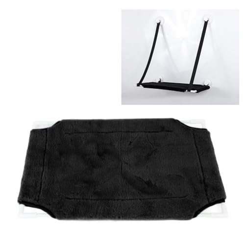 Cat Window Bed with Suction Cup, 33 Lbs Load Capacity, 19.2x12 Inches, Warm Plush, Single Layer, Sturdy Mesh and Fiberglass Rods, for Indoor Cats (Black) - color: Black