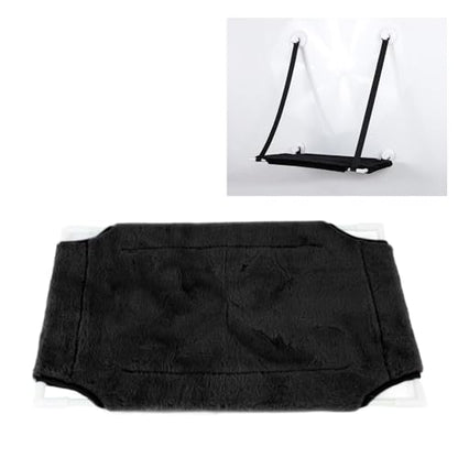 Cat Window Bed with Suction Cup, 33 Lbs Load Capacity, 19.2x12 Inches, Warm Plush, Single Layer, Sturdy Mesh and Fiberglass Rods, for Indoor Cats (Black) - color: Black