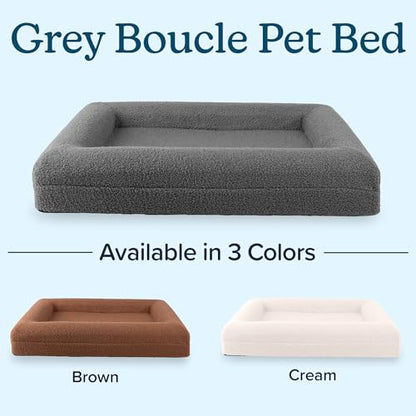 Orthopedic Dog Bed - 33x25.2 Inch Medium Dog Bed with Supportive Bolster, Nonslip Bottom, and Removable Washable Cover - Memory Foam Cushion for Medium Dogs - Pet Products by PETMAKER (Gray) - size: Medium