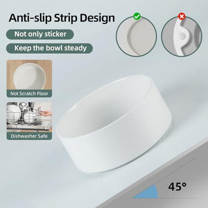 Havniva 6.1” Dog Bowl Ceramic Dog Food and Water Bowl, Durable Dog Water Bowl with Non-Slip Rubber Base Large Capacity Feeding Dishes for Small & Medium Dogs - color: Matte White, size: 6.1 Inch