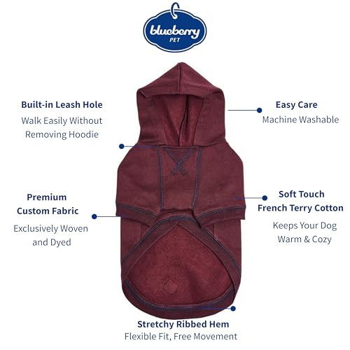 Blueberry Pet Dog Hoodie – 14″ Soft Cotton‑Blend Sweater for Small Dogs, Burgundy Red, Award‑Winning Frenchie Apparel - color: Dog Hoodie - Burgundy Red, size: 14 inch (Pack of 1)
