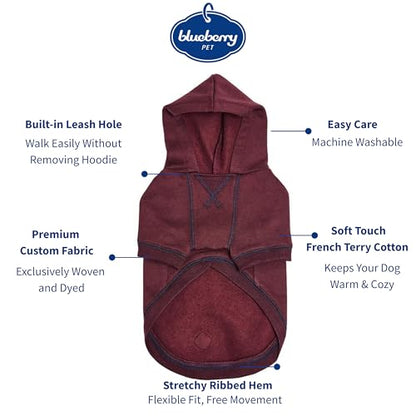 Blueberry Pet Dog Hoodie – 14″ Soft Cotton‑Blend Sweater for Small Dogs, Burgundy Red, Award‑Winning Frenchie Apparel - color: Dog Hoodie - Burgundy Red, size: 14 inch (Pack of 1)