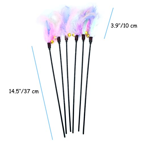 IUHKBH Cat Wands, 6 PCS Colorful Feather Wand with Bell Interactive Cat Toys, Safe for Your Kitty - color: D
