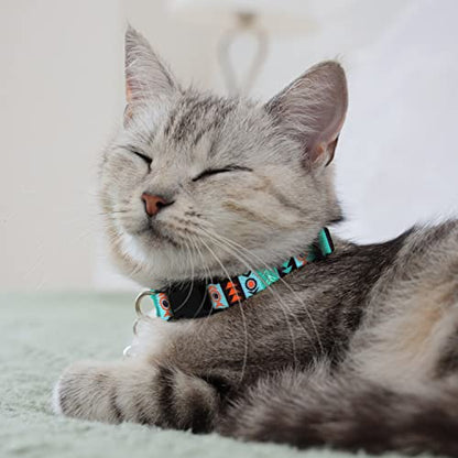 CollarDirect Cat Collar Breakaway with Removable Bell Set of 2 PCS - color: Ethnic + Tribal