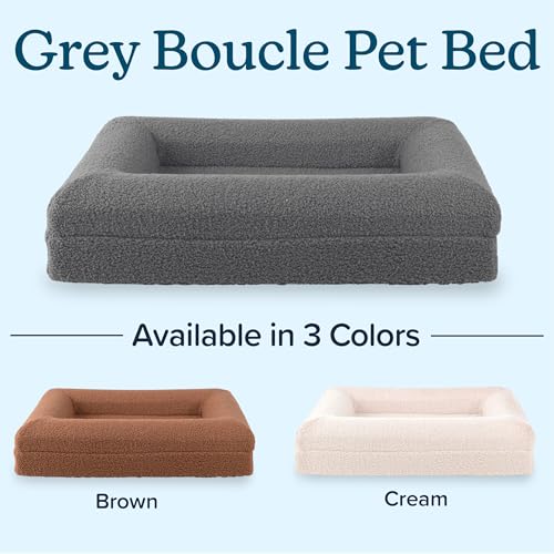 Orthopedic Dog Bed - 26x19 Inch Small Dog Bed with Supportive Bolster, Nonslip Bottom, and Removable Washable Cover - Memory Foam Cushion for Small Dogs and Cats - Pet Products by PETMAKER (Gray) - size: Small