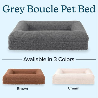 Orthopedic Dog Bed - 26x19 Inch Small Dog Bed with Supportive Bolster, Nonslip Bottom, and Removable Washable Cover - Memory Foam Cushion for Small Dogs and Cats - Pet Products by PETMAKER (Gray) - size: Small