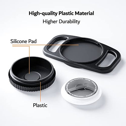 PZOZ Waterproof Case Dog Collar Holder (2 Pack) for Apple AirTag Gen 1/2, Plastic & Silicone Pet Collar Case Anti-Lost Air Tag Cover Holder for Cat Dog GPS Tracker