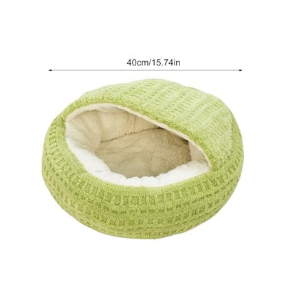 Hooded Calming Cat Cave - Hooded Kitten Bed, Cat Tent for Home Bedroom Balcony, Pet Bed with Thick Padding, Pet Sleeping House, Cave Cushion for Indoor Shelter Living Room Apartment - color: Green
