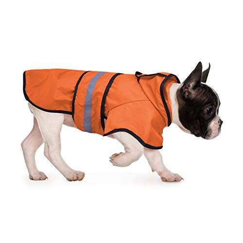 HDE Dog Raincoat Jacket Reflective Adjustable Hooded Pet Poncho Rain Coat with Leash Hole for Small to X-Large Dogs Safety Orange - S - color: Safety Orange, size: Small