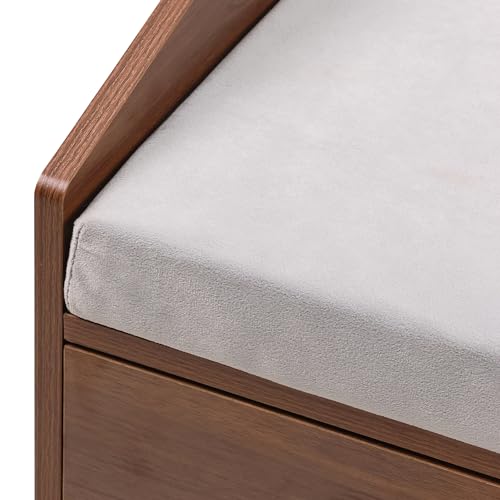Elevated Dog Bed for Small to Medium Dogs – 32” x 21” Indoor Wooden Pet Sofa with Soft Cushion, Mid-Century Modern Style, Sturdy & Stylish (Walnut) - color: Grey