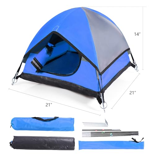 Cat Camping Tent, Cat Tent Bed, Pet Tent for Indoor Cat and Small Dog, Mini Tent (Blue, 21 x 21 x 14 Inches) - color: Blue