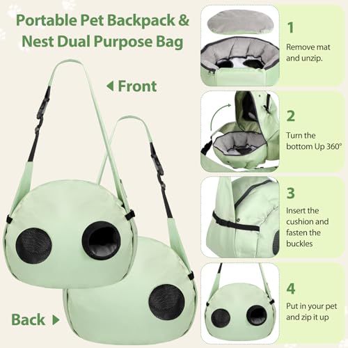 2-in-1 Pet Sling Carrier & Bed, Convertible Cat Travel Bag with Machine Washable Cover, Breathable Mesh & Hand-Washable Support Pad, Airline Approved for Cats & Small Dogs Up to 22lbs - color: G