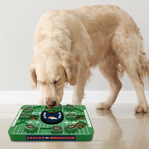 Pets First NFL Denver Broncos Large Puzzle Toy, New Size, Interactive Dog Treat & Slow Feeding Toy - color: DENVER BRONCOS, size: Large