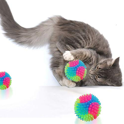 2Pcs Dog Balls,2inch Light Up Dog Balls,Flashing Elastic Ball,Glowing Interactive Led Pet Toys for Puppy Small Medium Dogs Cats - color: 2 pcs stab balls