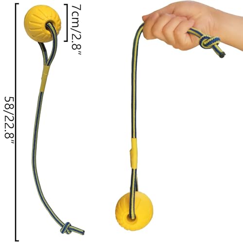 2 Pack Ball with Rope Dog Toy,Fling Dura Foam Toy,Dog Water Float Ball Rraining Boall on Rope (1 * 7cm/2.8"+1 * 9cm/3.5") - size: 1*7cm/2.8"+1*9cm/3.5"