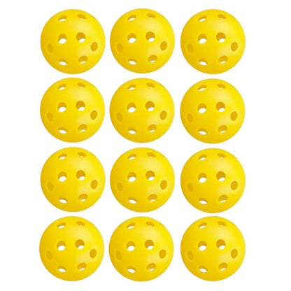 12Pcs Cat Ball Toy, Low Noise No Bells Holey Plastic Cat Balls, Funny Interactive Cats Toys for Indoor Cats, Firm Toy Balls for Kitten Puppy Ferret Bird (1.65", Yellow) - color: Yellow, 12/Pack