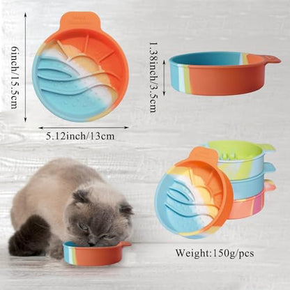 Colorful Round Slow Feeder Bowl for Small Dog & Cat Easy to Clean Silicone Round Shape Cat Bowl (Yellow) - color: Yellow