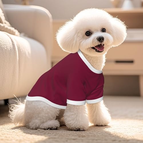 SWEET TANG Quick Dry Small Dog Shirts Stretchy T-Shirts Burgundy, Sun Protection Soft Mesh Lightweight Breathable Pullover Dog T-Shirt, Small - color: Pattern (114), size: Small