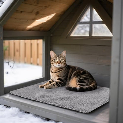 Self Warming Cat Mat Bed, 18 x 23 inch Rectangle Plush Kitten Bed Small Dogs Mat, Non Electric Self Heating Pet Pad Indoor Outdoor, Non-Slip Bottom, Removable, Washable - size: Large(Rectangular)