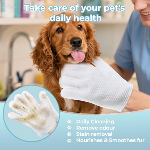 Pet Glove Wipes for Pet,Extra-Thick Rinse-Free Dog & Cat Grooming Gloves,Vet Recommended Hypoallergenic，Gentle & Safe for Cleaning,Deodorizing Wipes for Dander,6pcs unscent - size: 1 pack