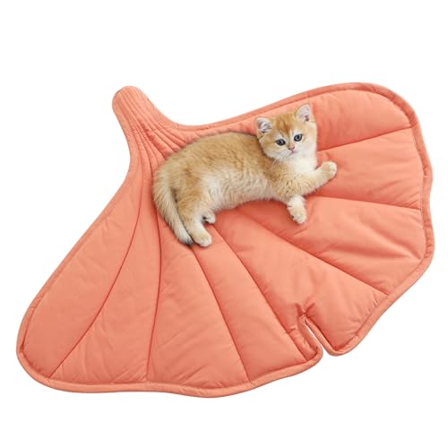 Letalong 31 X 25 Inch Leaf Shaped Cotton Cat Bed Pad, Warming Cat Mat, Pet Warming Pad for Cats, Warmer Mat for Feral and Indoor Cats, 2025 Enlarged and Thickened Leaf Beds - color: Pink