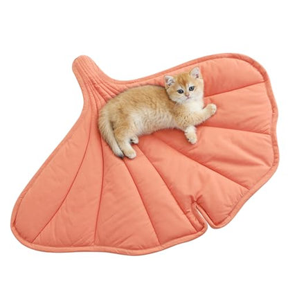 Letalong 31 X 25 Inch Leaf Shaped Cotton Cat Bed Pad, Warming Cat Mat, Pet Warming Pad for Cats, Warmer Mat for Feral and Indoor Cats, 2025 Enlarged and Thickened Leaf Beds - color: Pink