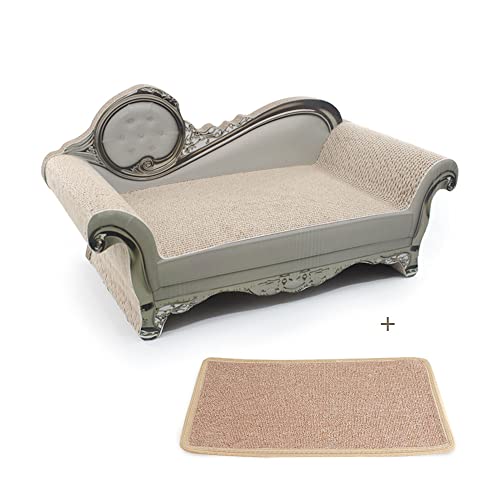 Cat Scratcher Sofa Bed - Corrugated Cardboard Scratching Pad, Luxury Cat Lounge Bed, Furniture Protecter with Textured Scratcher Mat - color: white