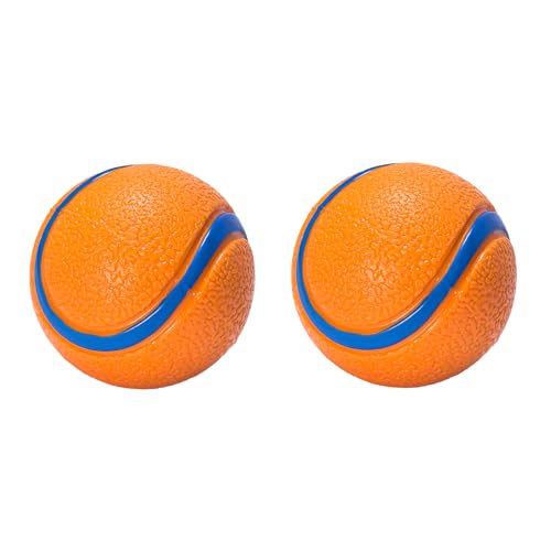 Natural Rubber Sound-Sounding Sog Toy Balls,Dog Toy Ball, with a Groove Design That is Resistant to Bites, Has a High Bounce, Dog Training Interactive Pet Toy, Relieving Pet Anxiety,（small size）2Pack - color: Yellow, size: Small