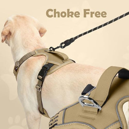 Funfox Dog Harness No Pull, Adjustable Pet Vest Harness, Super Soft Material with Vertical Handle Easy Control, Reflective Night Walking, 2 Leash Clips for Small Sized Dogs, Brown, S - color: Brown, size: Small
