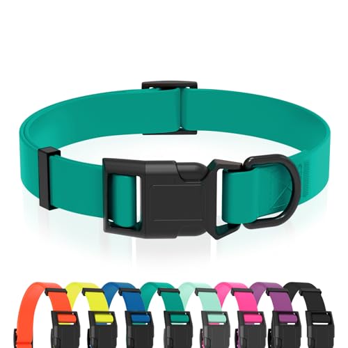 Waterproof Dog Collar, Easy to Clean Rubber Dog Collars with Quick Release Buckle Fits Small Medium or Large Dogs (Emerald Green, M < 11.8-18.5 inch) - color: Emerald Green, size: M (11.8-18.5 inch)