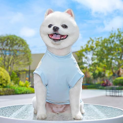 Sun Protection Dog Shirt Breathable Quick-Drying Ice Silk Dog Cooling T-Shirts Summer Pet Sleeveless Clothes for Small Medium Dogs Cats Purple L - color: Purple, size: L