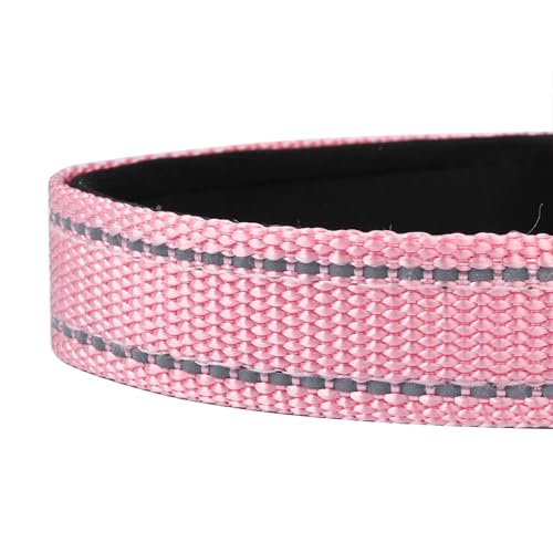 Reflective Dog Collar, Adjustable Soft Neoprene Padded Nylon Pet Collars with Buckle for Puppy and Small Dogs, Cats, Light Pink,XS - color: Light Pink, size: X-Small
