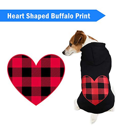 Dog Hoodie Dog Sweaters for Medium Dogs Pet Clothes Black Buffalo Plaid Warm and Soft Breathable Cozy(M) - color: Heart, size: Medium