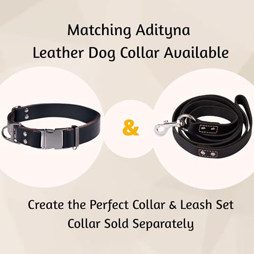 ADITYNA Heavy Duty Leather Dog Leash 6 ft x 1" - Strong, Soft Training Lead for Large & Extra Large Breeds (XL - 6 ft x 1 inch, Black) - color: Black, size: XL - 6 ft x 1 inch