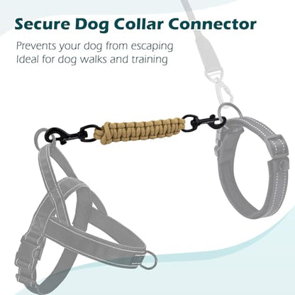 Dog Collar Safety Clip, Handmade Backup Safety Strap for Dog Harness, Prong, Pinch Collar, Double Ended Clasp Leash Connector (Tan) - color: Tan