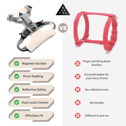 Effortless No-Pull Dog Harness with Magnetic Buckle – One-Hand On/Off Comfort Fit for Small, Medium & Large Breeds | Soft Padded, Adjustable, and Durable by Up Dog Shop (Large) - size: Large (55-90+ lbs)