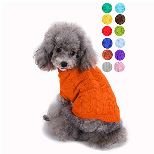 Warm Classic Turtleneck Pet Sweater for Small Dogs, Medium & Large Dogs - Cute Winter Dog & Cat Clothes Coat - Christmas Sweaters for Girls & Boys - color: Orange, size: XX-Small