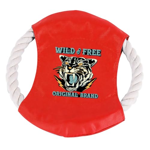 Cotton Rope Flying Disc - Durable & Safe Dog Chew Toy, Non-Toxic Interactive Frisbee for Beach, Park, Backyard Play, Ideal for Medium/Large Dogs - color: Red, size: WILD & FREE