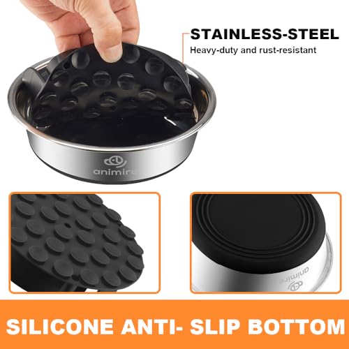 2-in-1 Metal Dog Bowl with Slow Feeder Insert, Stainless Steel Dog Bowls Food Grade 304, Water Food Bowl with Anti-Slip Silicone Base for Small, Medium, Large Dogs - color: Black, size: 1 Cup