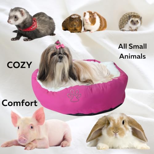 Evelots Calming Donut Cat Bed - Warm Pet Bed for Cats and Small Dogs - Anti-Anxiety Cozy Cuddler - Removable Soft Plush Cushion - Machine Washable - Non-Slip Bottom - Pink - color: Pink