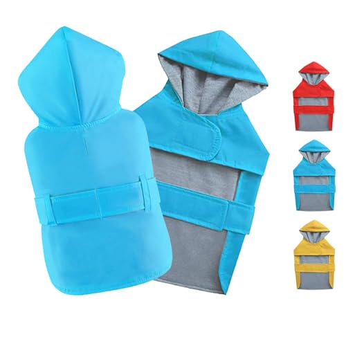 Dog Raincoat Small Dog Rain Jacket Poncho Waterproof Pet Rain Suit Double-Layered for Puppy Small Dogs Breathable Lining Hooded Leash Hole Adjustable,Blue,XS,Back Length 4.6-6.7 inches - color: Blue, size: XS:Back Length 4.6-6.7"