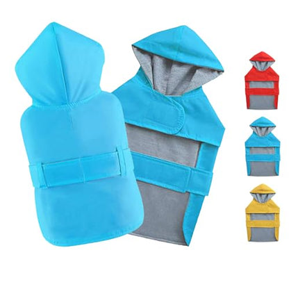 Dog Raincoat Dog Rain Jacket Poncho Waterproof Pet Rain Suit Double-Layered Breathable Lining Hooded Leash Hole Adjustable Puppy Small Medium Dogs,Blue,XL,Back Length 13-15.5 inches - color: Blue, size: XL:Back Length 13-15.5"