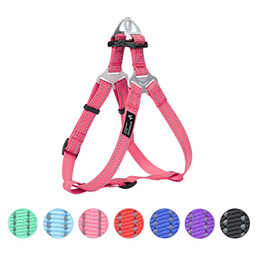 EXCELLENT ELITE SPANKER No Pull Dog Harness Adjustable Nylon Step-in Easy Pet Vest Chest Strap with Reflective and Leash Ring for Small Medium Large Breed Dogs Training Walking(Pink-M) - color: Pink, size: M