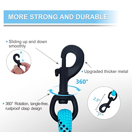 Dog Leash Heavy Duty 6ft, Double Handle Dog Leash with Padded Handle for Traffic Control, Reflective Rope Leashes for Large and Medium Dogs Night Control Safety Training (Baby Blue) - color: Baby Blue (25 to 120 lbs)