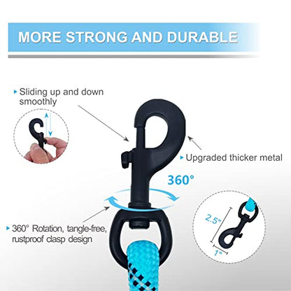 Dog Leash Heavy Duty 6ft, Double Handle Dog Leash with Padded Handle for Traffic Control, Reflective Rope Leashes for Large and Medium Dogs Night Control Safety Training (Baby Blue) - color: Baby Blue (25 to 120 lbs)
