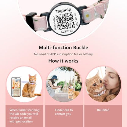 QR Code Breakaway Cat Collar 2-Pack, Safety Collar with Online Pet ID Profile, Flower Bell Collars for Lost Cat Prevention,Ideal for Girl Cats Boy Cats(Yellow&Green) - color: Pastoral style - Yellow & Green