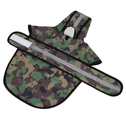 HDE Dog Raincoat Jacket Reflective Adjustable Hooded Pet Poncho Rain Coat with Leash Hole for Small to X-Large Dogs Camo - S - color: Green Camo, size: Small