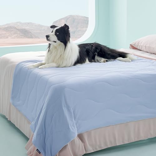 Bedsure Premium Cooling Blanket for Extra Large Dog - Q-MAX>0.5, Breathable Summer Washable Cold Pet Mat, Soft Durable Self Cooling Dog Mat for Hot Weather, Powder Blue, 50x60 - color: Powder Blue, size: XL(50x60")