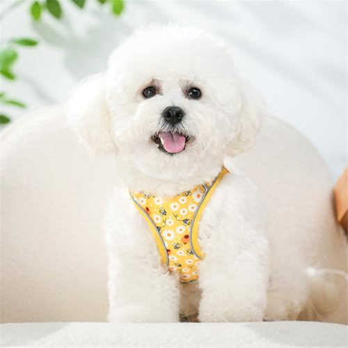 Step in Dog Harness No Pull Honeybee Adjustable Soft Mesh Padded Reflective Pet Vest Harness and Leash Set for Small Medium Dogs - color: Yellow, size: XS(neck:9.5"-10.5",chest:11.5"-13.5")